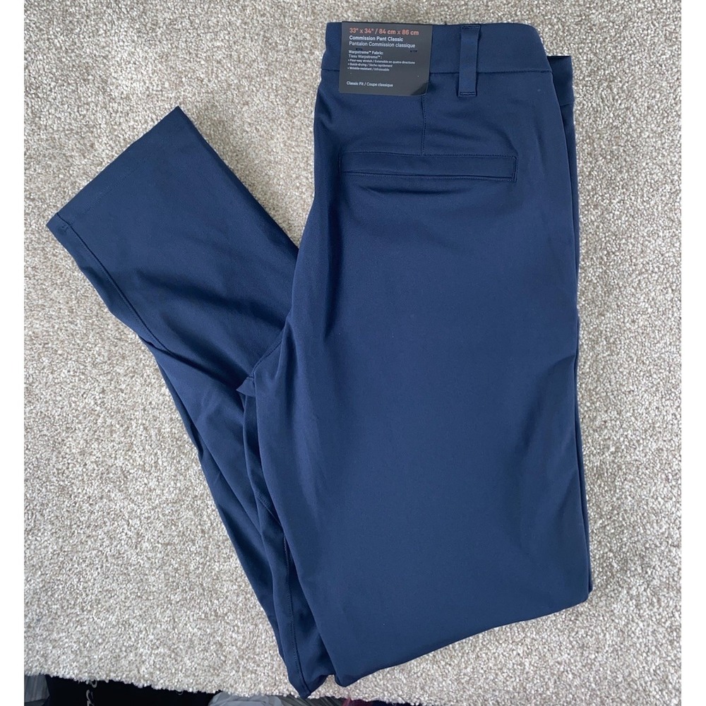 Lululemon Commission Pant Classic 33x34 Blue Warpstreme Fabric Four Way Stretch